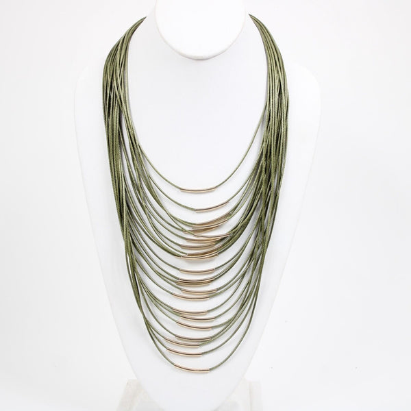 Avenue Green Goldtone Multi Strand Fabric 20" Ext. 3" Necklace