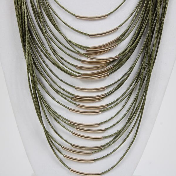 Avenue Green Goldtone Multi Strand Fabric 20" Ext. 3" Necklace