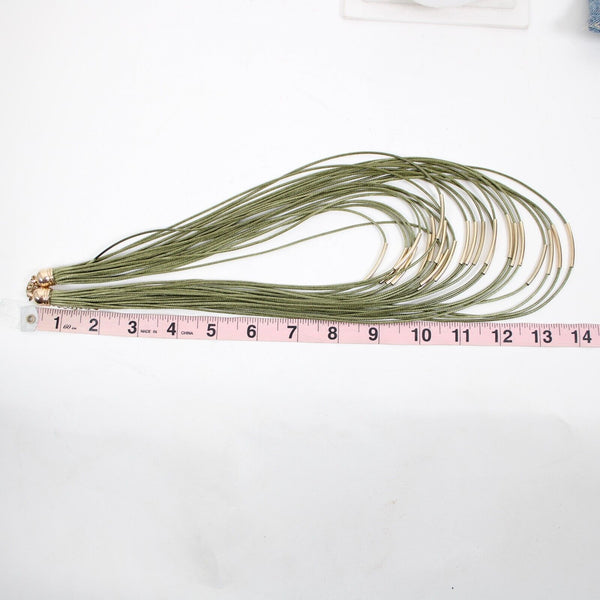 Avenue Green Goldtone Multi Strand Fabric 20" Ext. 3" Necklace