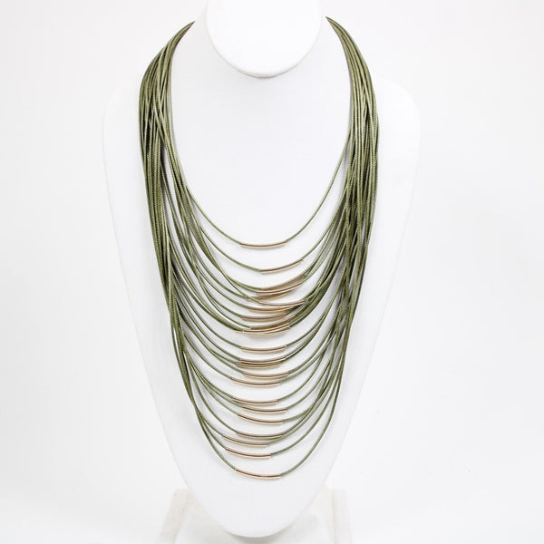 Avenue Green Goldtone Multi Strand Fabric 20" Ext. 3" Necklace