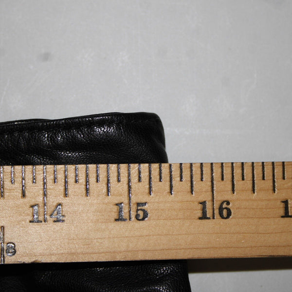 Halogen Sz 8 Black Zip Pockets Knee Length 100% Leather Polyester Lined Skirt