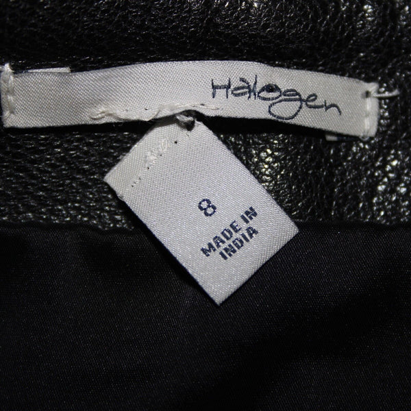 Halogen Sz 8 Black Zip Pockets Knee Length 100% Leather Polyester Lined Skirt