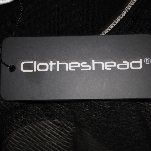 Clothes Head NEW Sz L Black Cream Rose Mesh Overlay Polyester Spandex Top