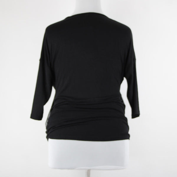 Clothes Head NEW Sz L Black Cream Rose Mesh Overlay Polyester Spandex Top