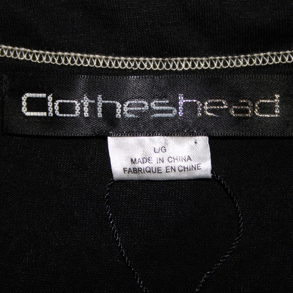 Clothes Head NEW Sz L Black Cream Rose Mesh Overlay Polyester Spandex Top