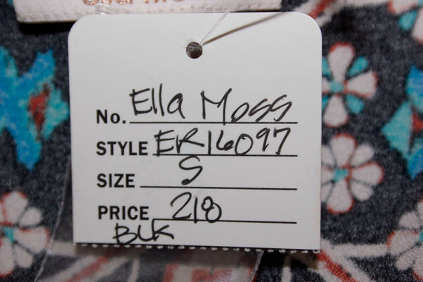 Ella Moss NEW 218 Sz S Black Cream Rust Aqua Ethnic Print Rayon Romper