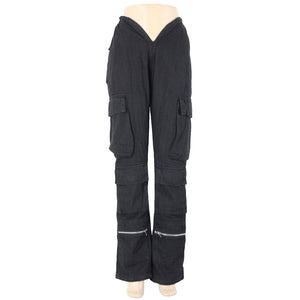 Varenne NEW Sz XS x 33 Black Cargo Pockets Elastic Waist Lined No Fabric Pant