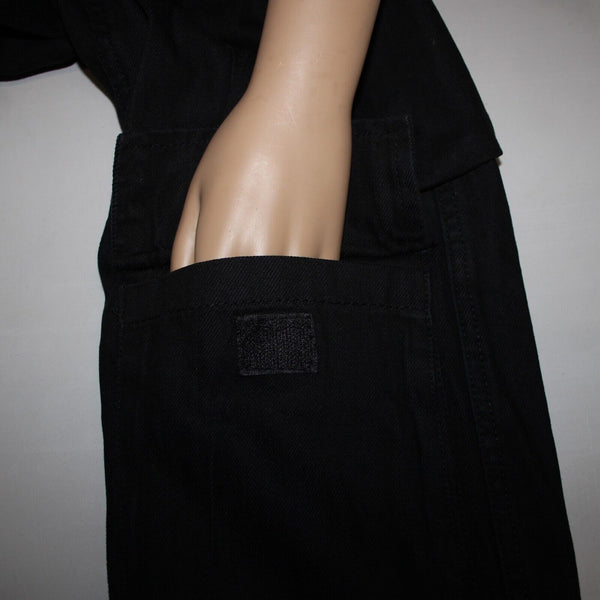 Varenne NEW Sz XS x 33 Black Cargo Pockets Elastic Waist Lined No Fabric Pant