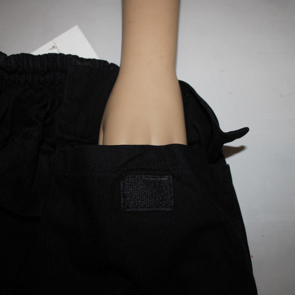 Varenne NEW Sz XS x 33 Black Cargo Pockets Elastic Waist Lined No Fabric Pant