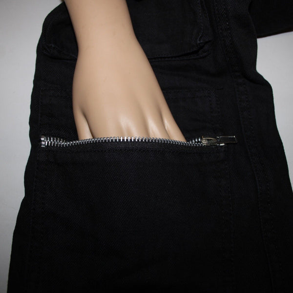 Varenne NEW Sz XS x 33 Black Cargo Pockets Elastic Waist Lined No Fabric Pant