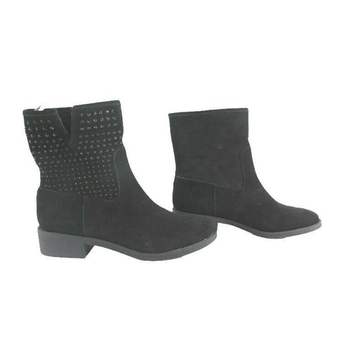 Yellow Box Sz 8.5 Black Suede Black Crystal Stud Flat Booties