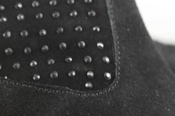 Yellow Box Sz 8.5 Black Suede Black Crystal Stud Flat Booties