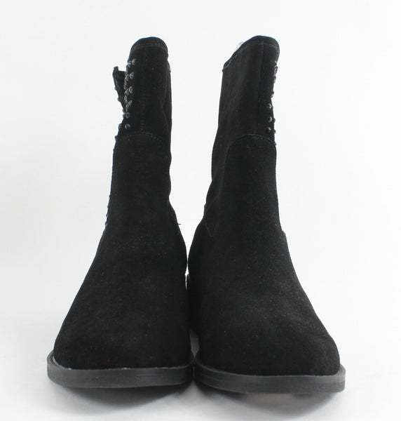 Yellow Box Sz 8.5 Black Suede Black Crystal Stud Flat Booties