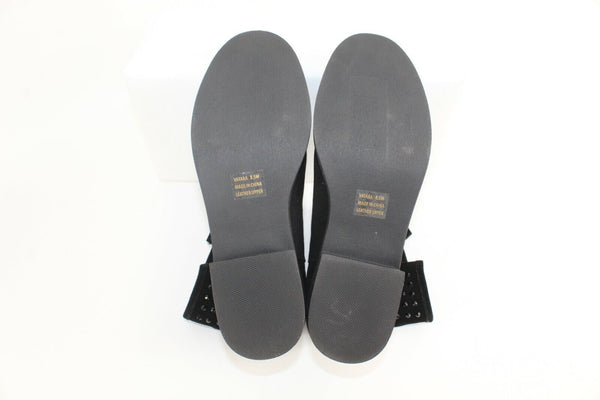 Yellow Box Sz 8.5 Black Suede Black Crystal Stud Flat Booties