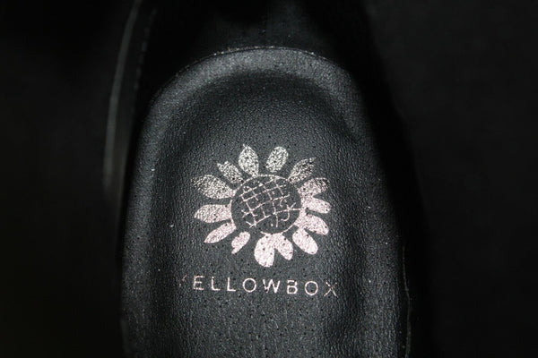Yellow Box Sz 8.5 Black Suede Black Crystal Stud Flat Booties