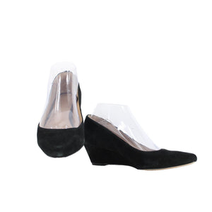 Talbots NEW $139 Laney Sz 7 M Black Leather Upper Man Made Outsole 1.5" Wedge