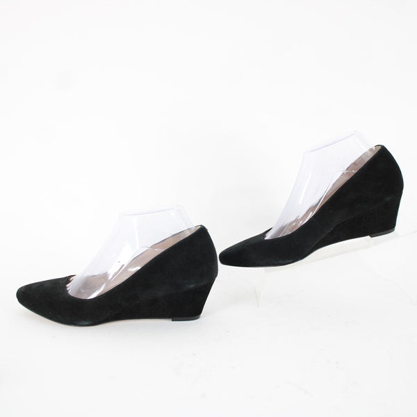 Talbots NEW $139 Laney Sz 7 M Black Leather Upper Man Made Outsole 1.5" Wedge