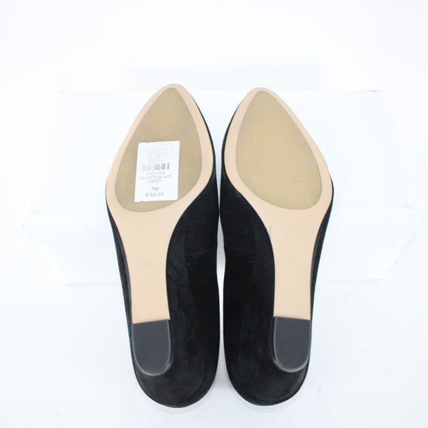 Talbots NEW $139 Laney Sz 7 M Black Leather Upper Man Made Outsole 1.5" Wedge