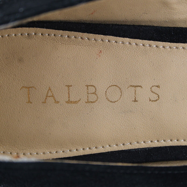 Talbots NEW $139 Laney Sz 7 M Black Leather Upper Man Made Outsole 1.5" Wedge
