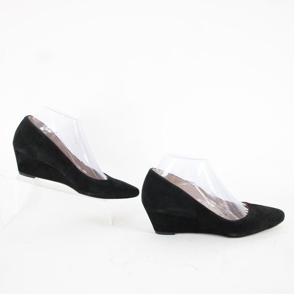 Talbots NEW $139 Laney Sz 7 M Black Leather Upper Man Made Outsole 1.5" Wedge