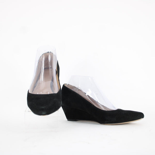 Talbots NEW $139 Laney Sz 7 M Black Leather Upper Man Made Outsole 1.5" Wedge
