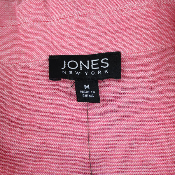 Jones New York NEW $90 Camellia Sz M Pink White Collared Linen Viscose Top