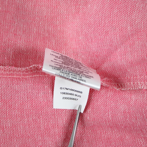 Jones New York NEW $90 Camellia Sz M Pink White Collared Linen Viscose Top