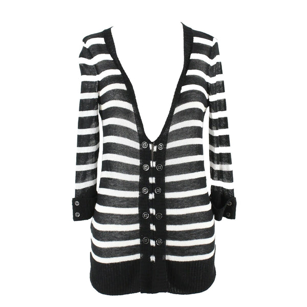 White House Black Market Sz XS Black Ivory Hook Eye Acrylic Blend Cardigan