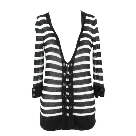White House Black Market Sz XS Black Ivory Hook Eye Acrylic Blend Cardigan