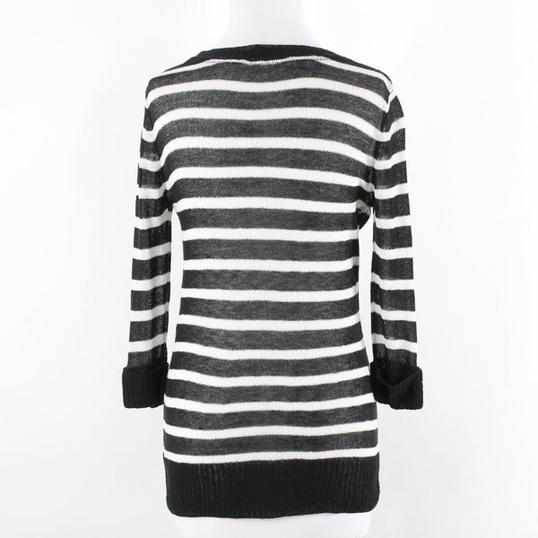 White House Black Market Sz XS Black Ivory Hook Eye Acrylic Blend Cardigan