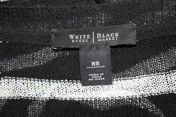 White House Black Market Sz XS Black Ivory Hook Eye Acrylic Blend Cardigan