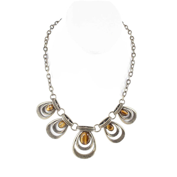 Lia Sophia 17" Etx. 3" Bronzetone Tigers Eye Statement Lobster Closure Necklace