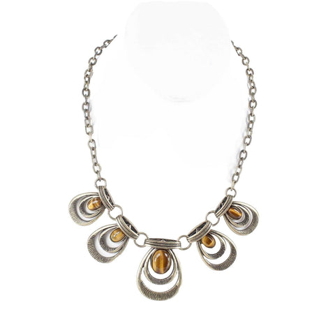 Lia Sophia 17" Etx. 3" Bronzetone Tigers Eye Statement Lobster Closure Necklace