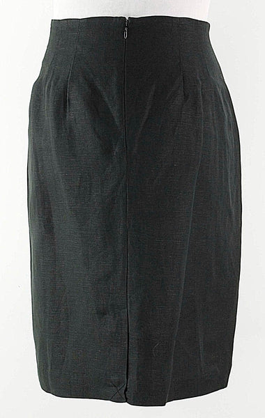 Adolfo Studio NEW Vintage Sz 10 Black Linen Rayon Blend Straight Skirt