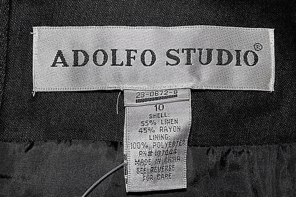 Adolfo Studio NEW Vintage Sz 10 Black Linen Rayon Blend Straight Skirt