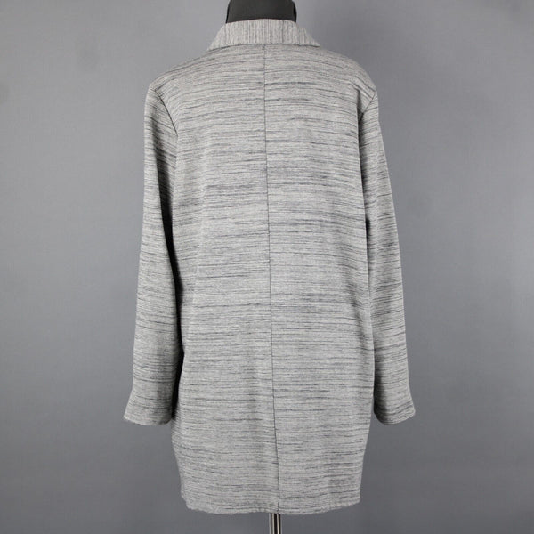 Eileen Fisher Sz SP Gray Long Sleeve Button Front Pockets Cotton Textured Coat