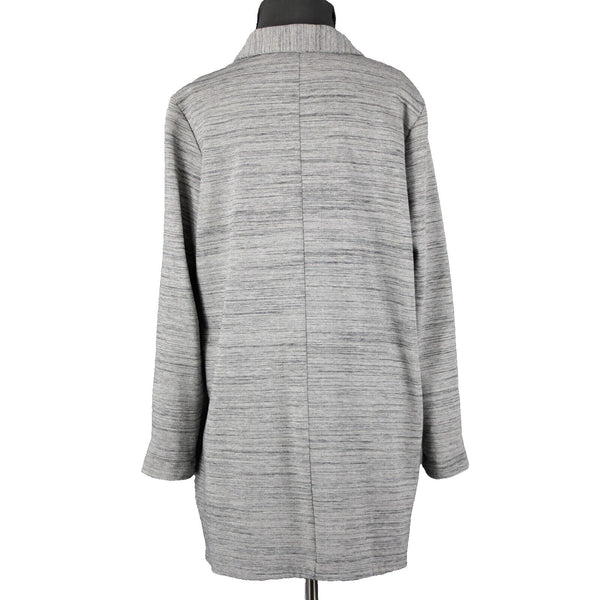 Eileen Fisher Sz SP Gray Long Sleeve Button Front Pockets Cotton Textured Coat