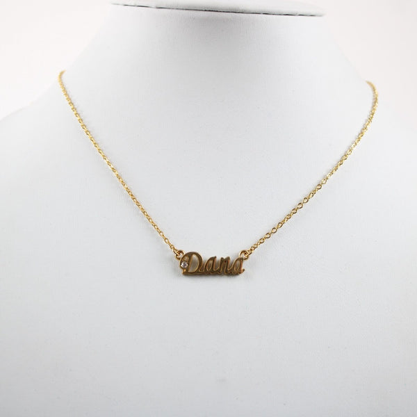 DANA NEW Name Goldtone Rhinestone Accent 14.5" W 4.5" Multi Ring Ext Necklace