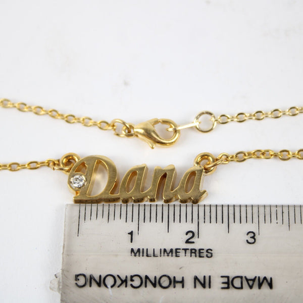 DANA NEW Name Goldtone Rhinestone Accent 14.5" W 4.5" Multi Ring Ext Necklace