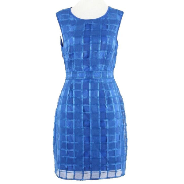 Lavand NEW $39 Sz M Royal Blue Sheer Over Lining Poly Dress