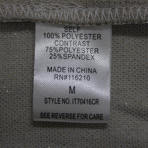 Entry Sz M Gold Lame' Black Glitter Zipper Faux Pockets Polyester Spandex Jacket