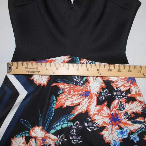 Clover Canyon Dress NEW $264 Sz XS Black Navy Multi Colored Floral Polyamide