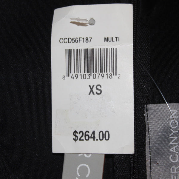 Clover Canyon Dress NEW $264 Sz XS Black Navy Multi Colored Floral Polyamide