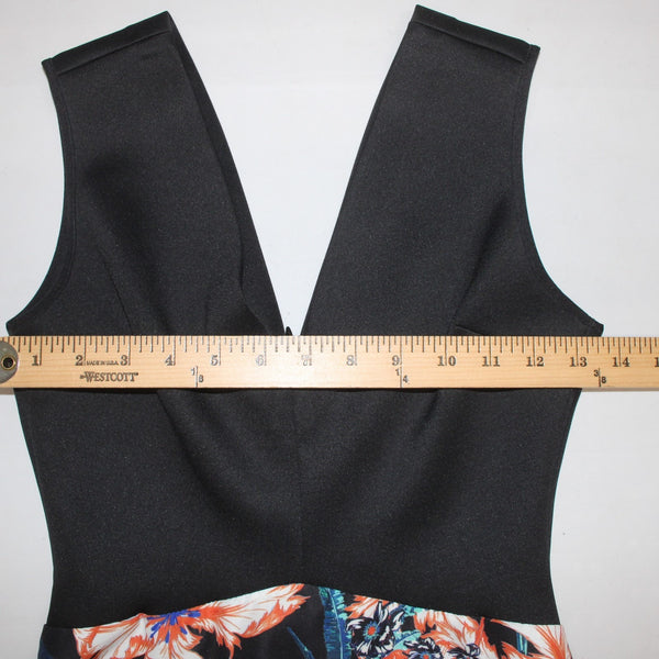 Clover Canyon Dress NEW $264 Sz XS Black Navy Multi Colored Floral Polyamide