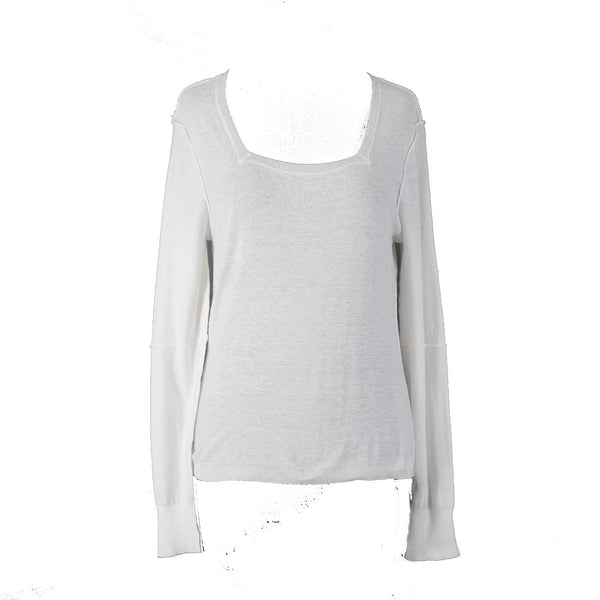 Ecru Top NEW $158 Sz S White Square Neck Long Sleeve No Fabric Label Top