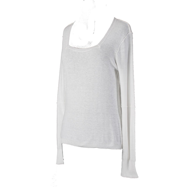 Ecru Top NEW $158 Sz S White Square Neck Long Sleeve No Fabric Label Top