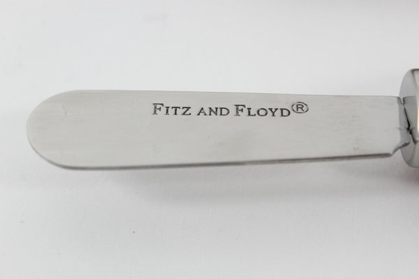 Fitz Floyd Holly Hat Snowman 6.5" x 7" Snack Plate Matching Knife Spreader