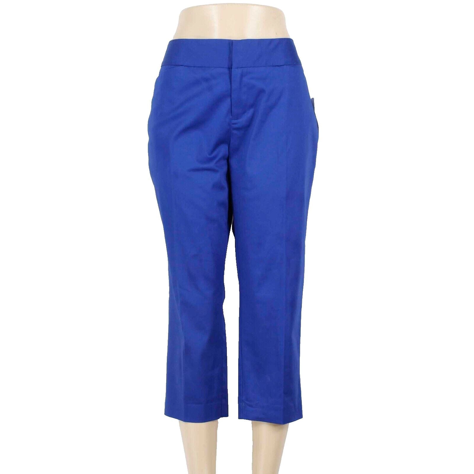 Coldwater Creek NEW $60 Sz 10 X 23 Royal Blue Natural Fit Cropped Polyester Pant