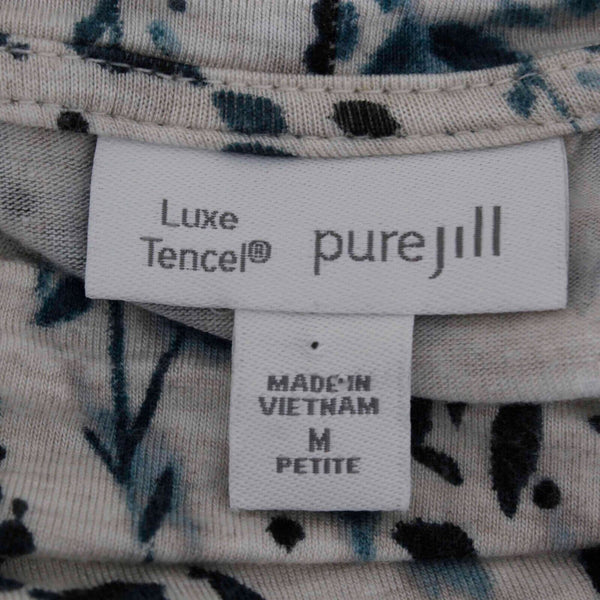 Pure Jill Sz M Gray Teal Turtleneck Pocket Asymmetric Tencel Spandex Knit Top