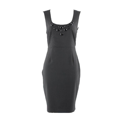Express Design Studio Sz 8 Black on Black Beads Poly Viscose Spandex Dress
